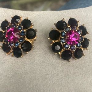 Vintage gemstone faceted clip on earrings